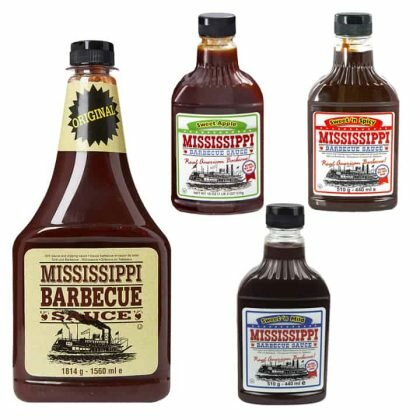 mississippi-bbq-pakket-1-voordeel Mississippi bbq saus pakket met 4 smaken waarvan 1 grote fles.